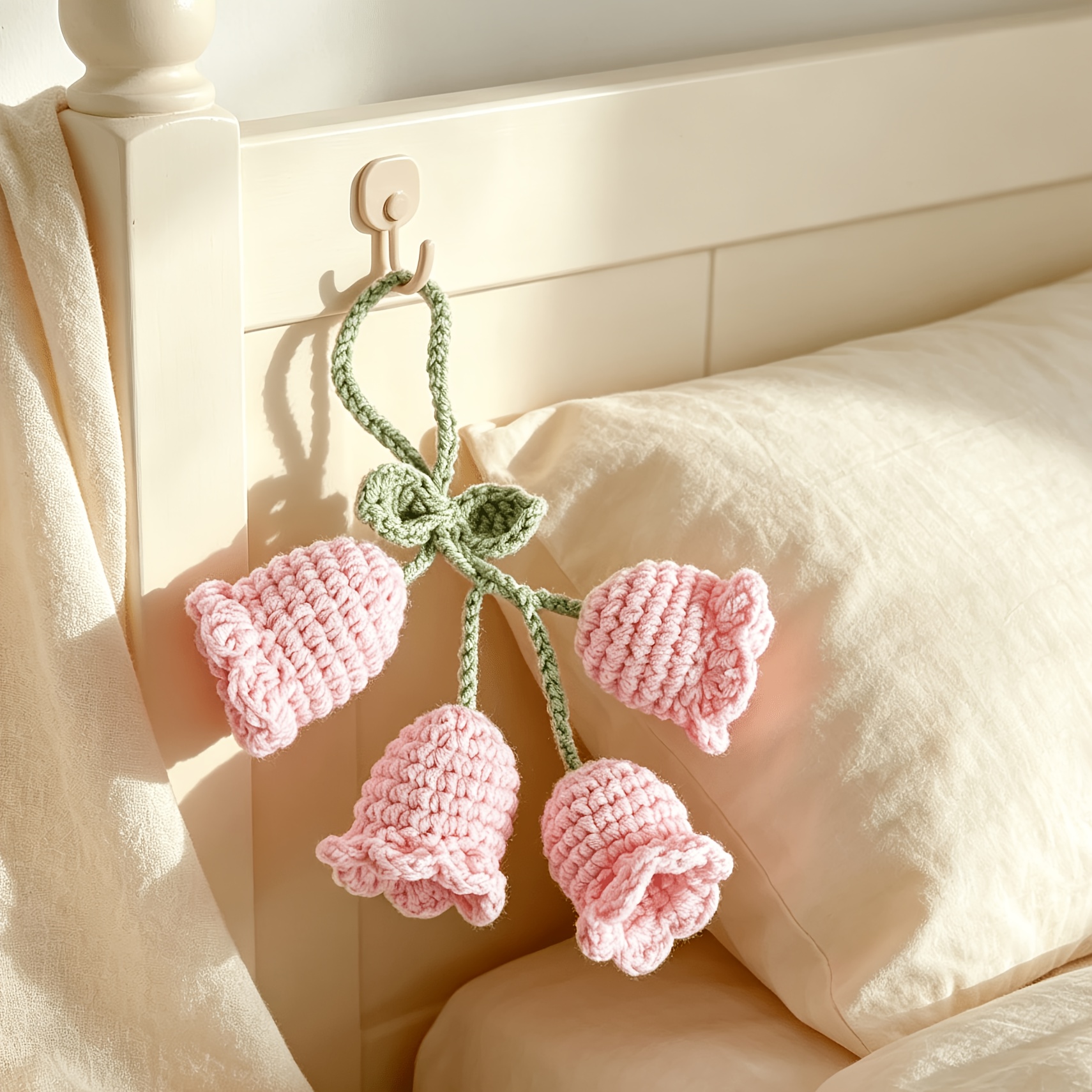 2pcs Handmade Crochet Lily Charm for Bag Backpack Keychain